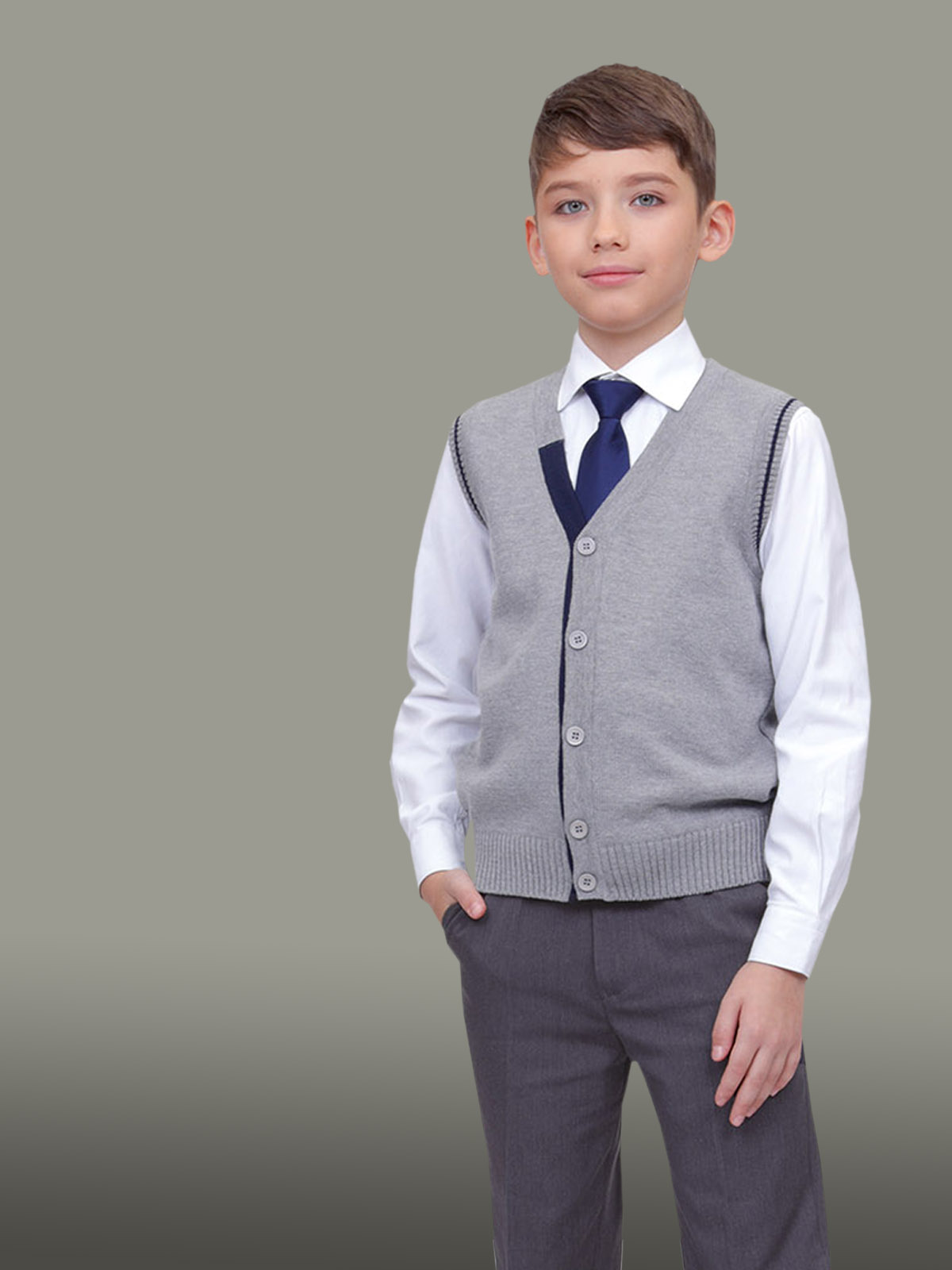 Вязаный жилет для мальчика Генри (ШФ-528)