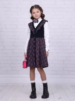 Школьный сарафан Гулливер-Рио комби Виктория (ШФ-2399)